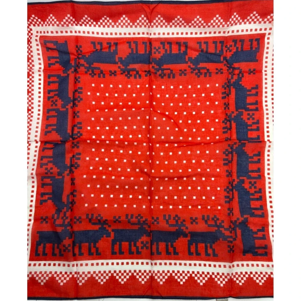 Vintage Norge‎ Reindeer Square Cotton Scarf Bandana 23